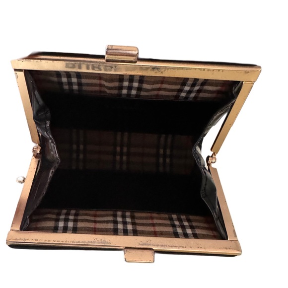 EUC Burberry Wallet Coin Purse Black Leather Novacheck Beige - Picture 7 of 7